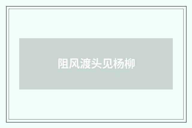 阻风渡头见杨柳