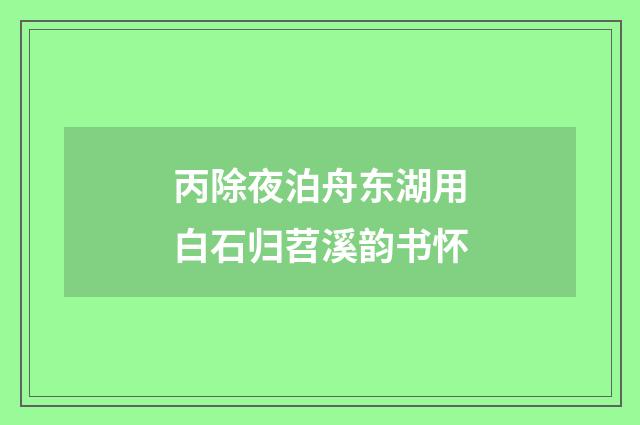 丙除夜泊舟东湖用白石归苕溪韵书怀