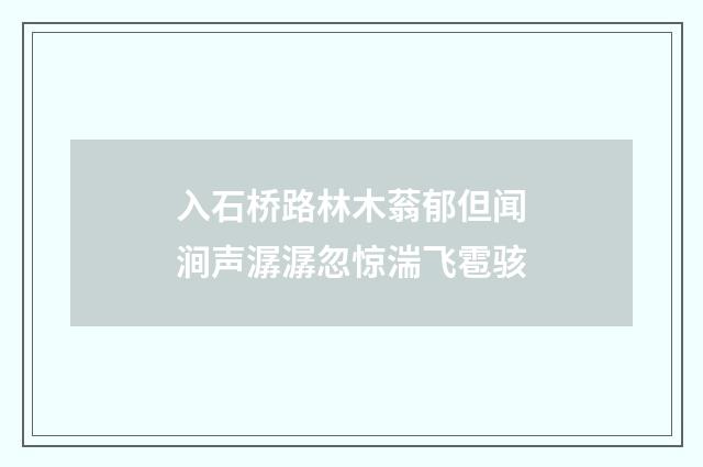 入石桥路林木蓊郁但闻涧声潺潺忽惊湍飞雹骇