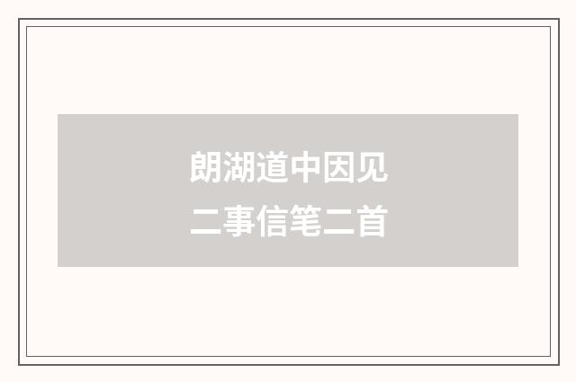 朗湖道中因见二事信笔二首
