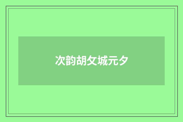 次韵胡攵城元夕