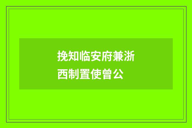 挽知临安府兼浙西制置使曾公