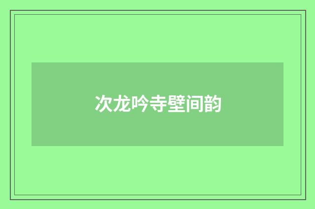 次龙吟寺壁间韵
