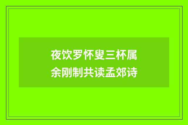 夜饮罗怀叟三杯属余刚制共读孟郊诗