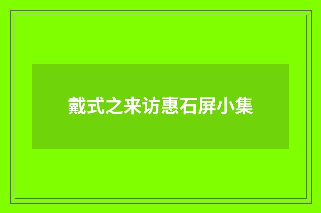 戴式之来访惠石屏小集