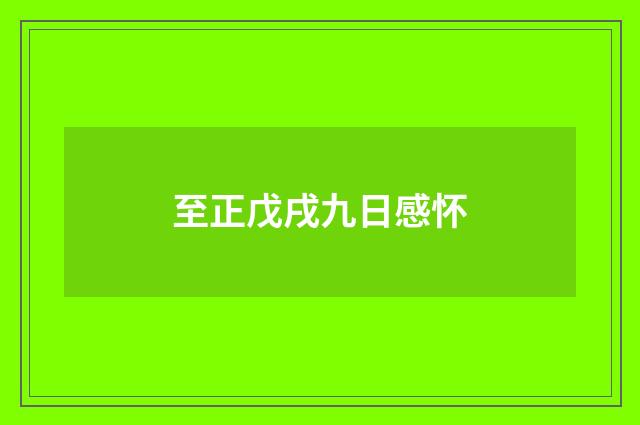 至正戊戌九日感怀
