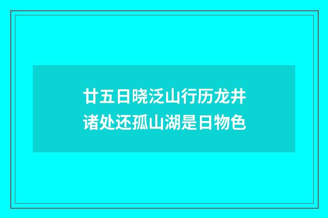 廿五日晓泛山行历龙井诸处还孤山湖是日物色