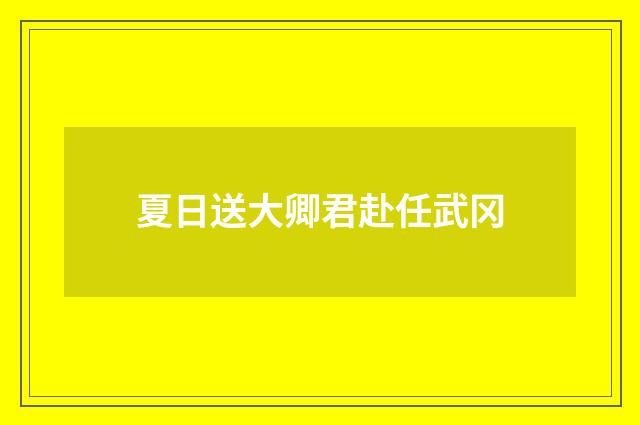 夏日送大卿君赴任武冈