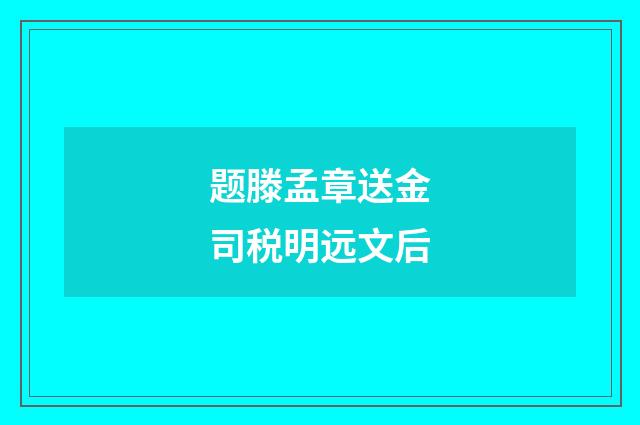 题滕孟章送金司税明远文后