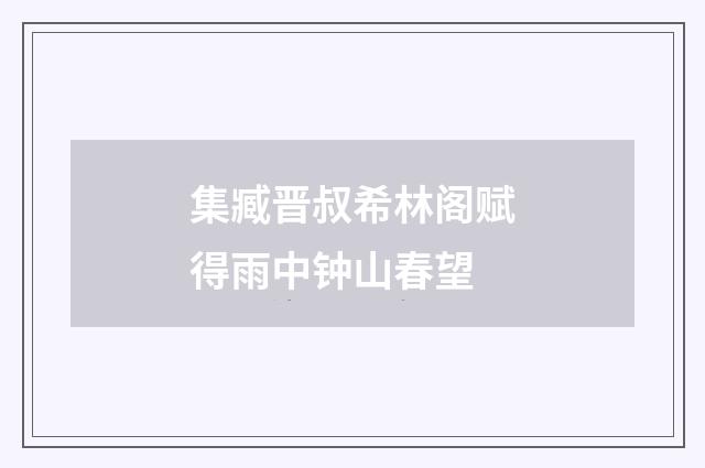 集臧晋叔希林阁赋得雨中钟山春望