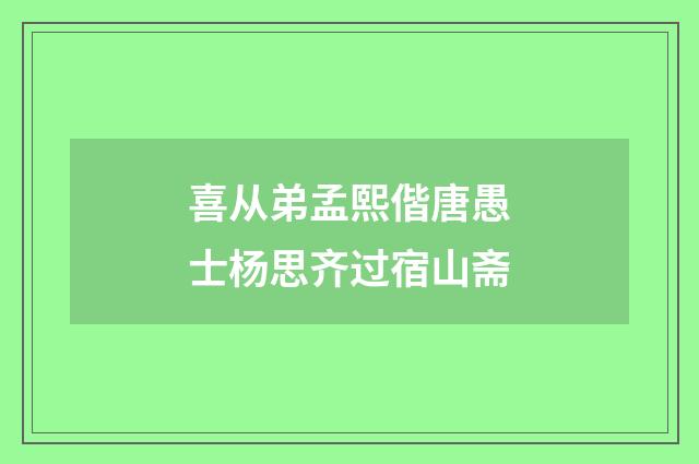 喜从弟孟熙偕唐愚士杨思齐过宿山斋