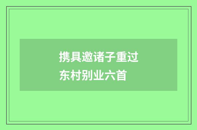 携具邀诸子重过东村别业六首