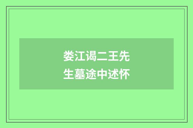 娄江谒二王先生墓途中述怀