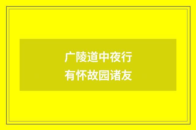 广陵道中夜行有怀故园诸友