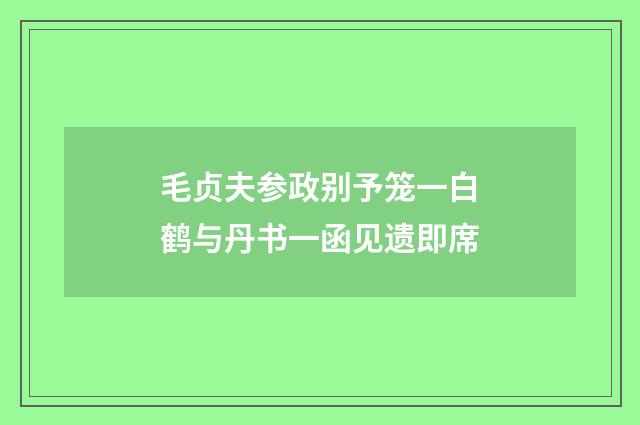 毛贞夫参政别予笼一白鹤与丹书一函见遗即席