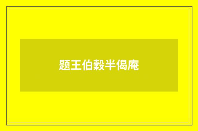 题王伯穀半偈庵
