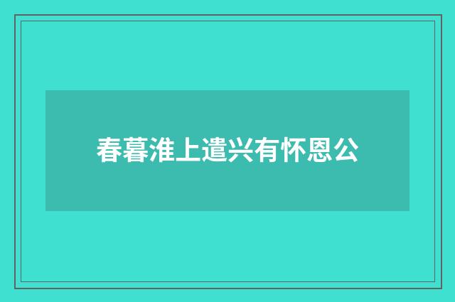 春暮淮上遣兴有怀恩公