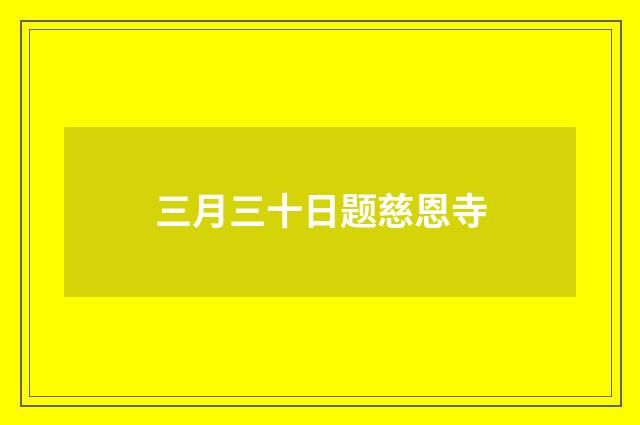 三月三十日题慈恩寺