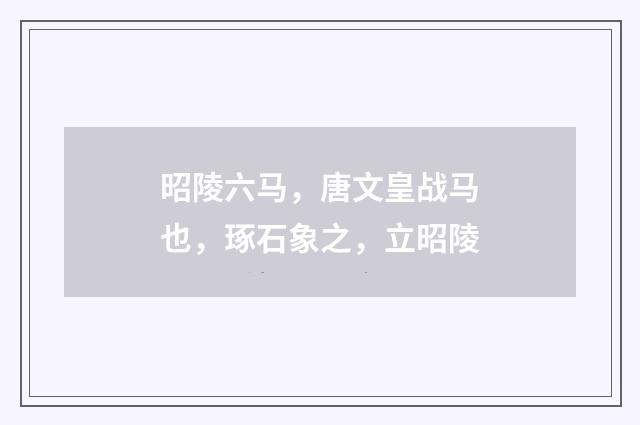 昭陵六马，唐文皇战马也，琢石象之，立昭陵
