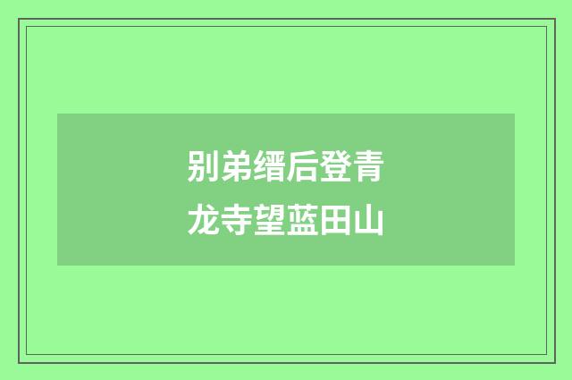 别弟缙后登青龙寺望蓝田山