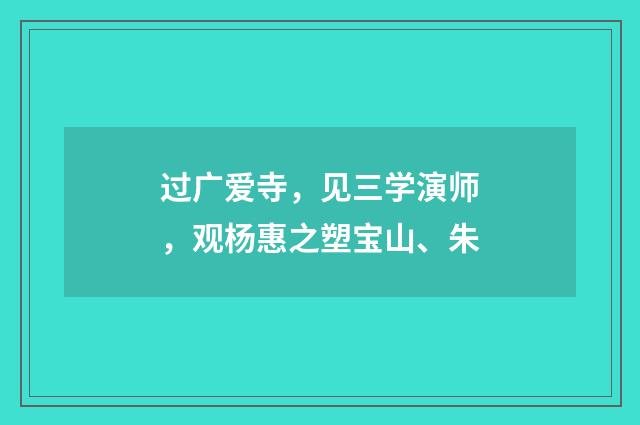 过广爱寺，见三学演师，观杨惠之塑宝山、朱