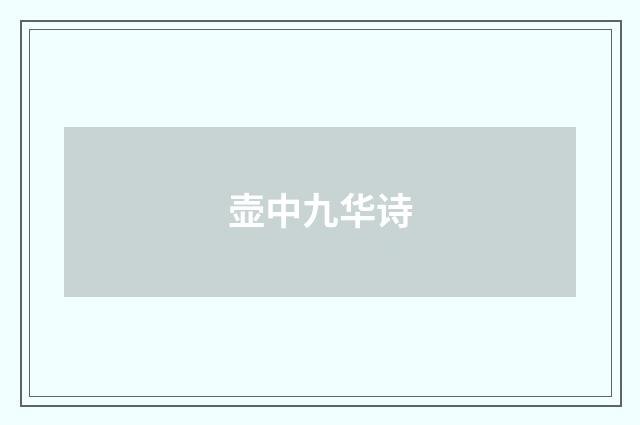 壶中九华诗