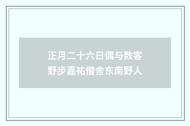 正月二十六日偶与数客野步嘉祐僧舍东南野人