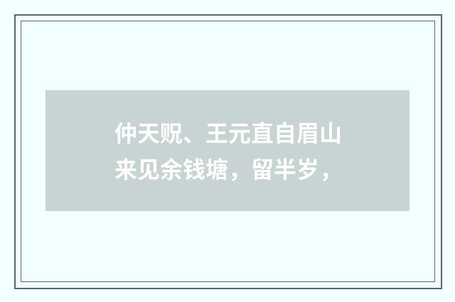 仲天贶、王元直自眉山来见余钱塘，留半岁，