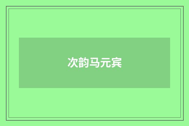 次韵马元宾