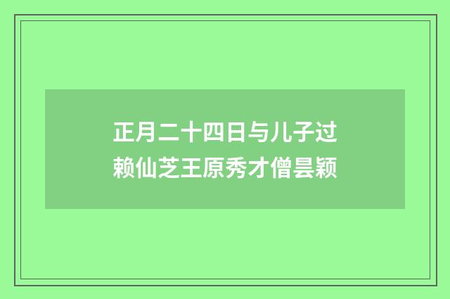 正月二十四日与儿子过赖仙芝王原秀才僧昙颖