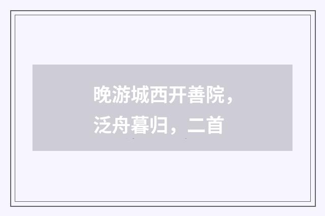 晚游城西开善院，泛舟暮归，二首