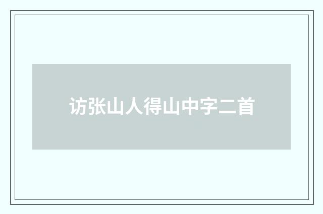 访张山人得山中字二首