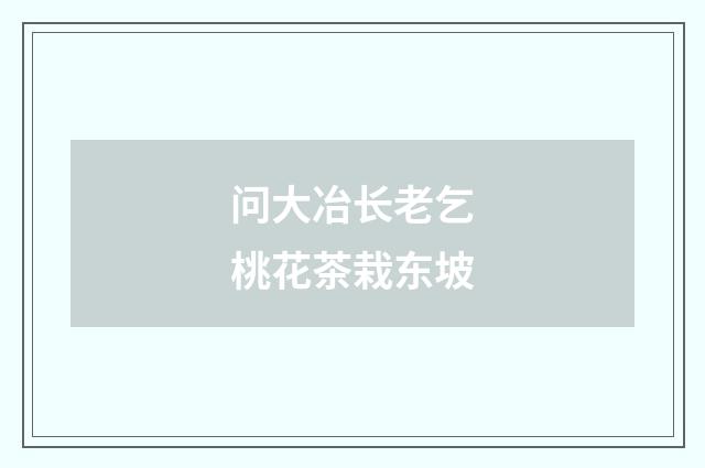问大冶长老乞桃花茶栽东坡