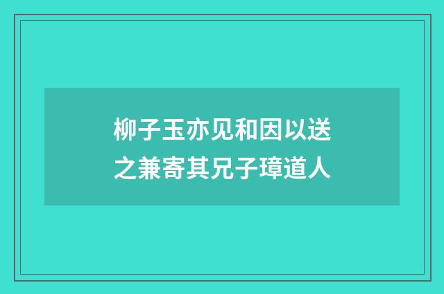 柳子玉亦见和因以送之兼寄其兄子璋道人
