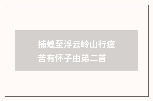 捕蝗至浮云岭山行疲苦有怀子由弟二首