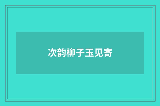 次韵柳子玉见寄