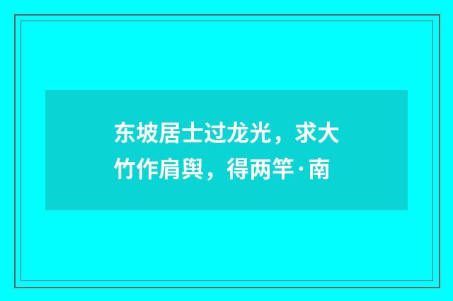 东坡居士过龙光，求大竹作肩舆，得两竿·南