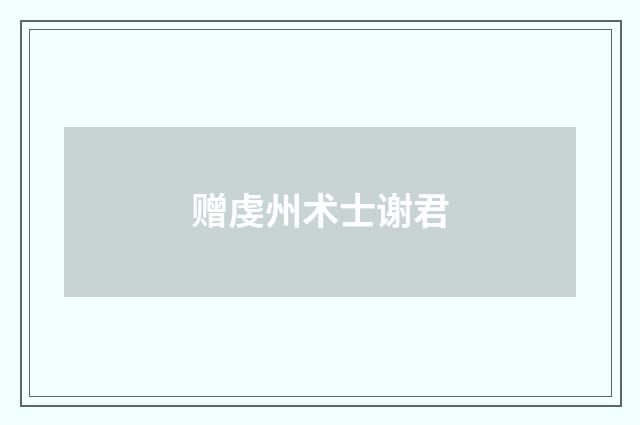 赠虔州术士谢君