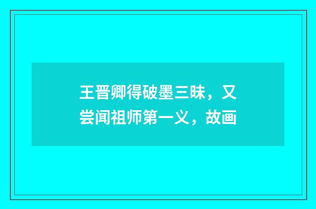 王晋卿得破墨三昧，又尝闻祖师第一义，故画