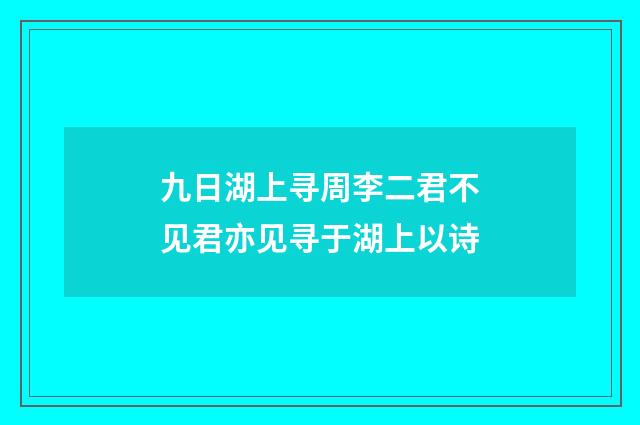 九日湖上寻周李二君不见君亦见寻于湖上以诗