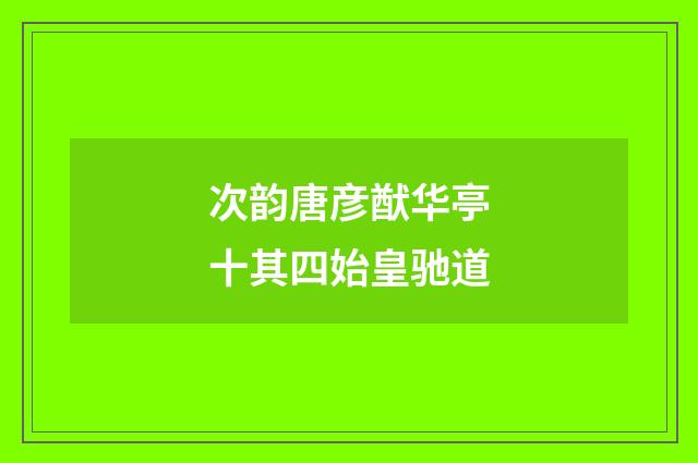 次韵唐彦猷华亭十其四始皇驰道