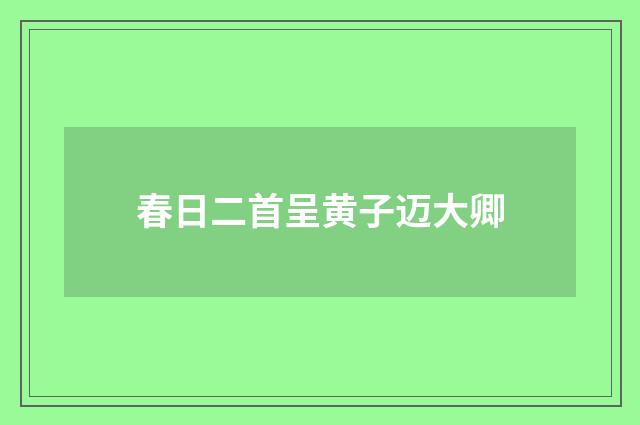 春日二首呈黄子迈大卿