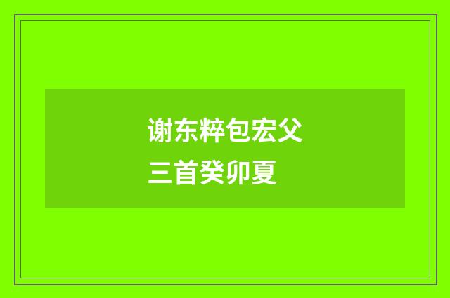 谢东粹包宏父三首癸卯夏