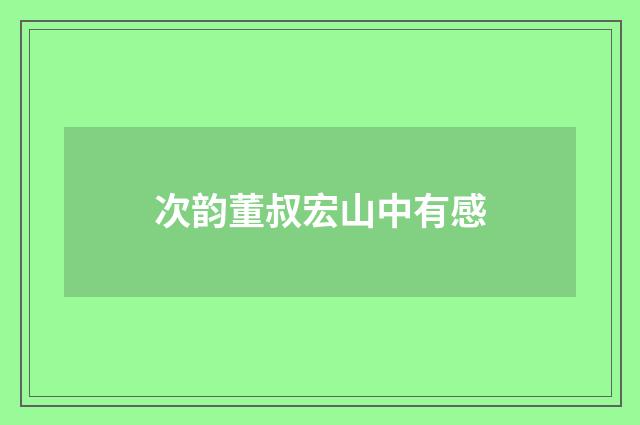 次韵董叔宏山中有感