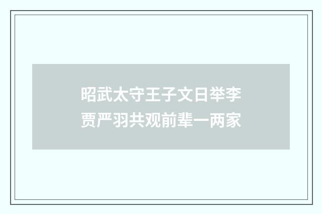 昭武太守王子文日举李贾严羽共观前辈一两家