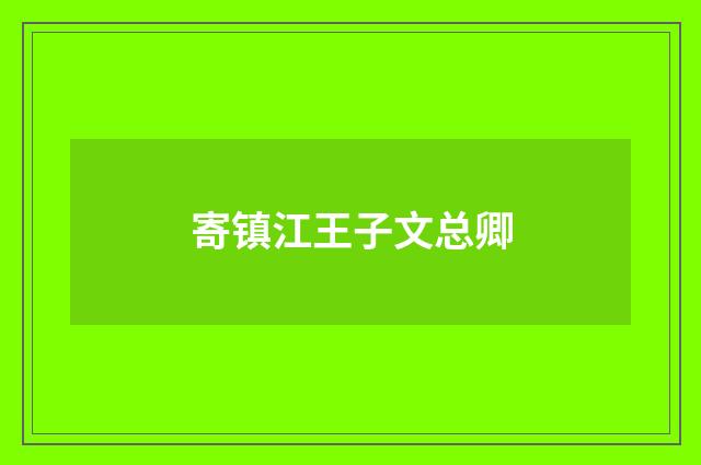 寄镇江王子文总卿
