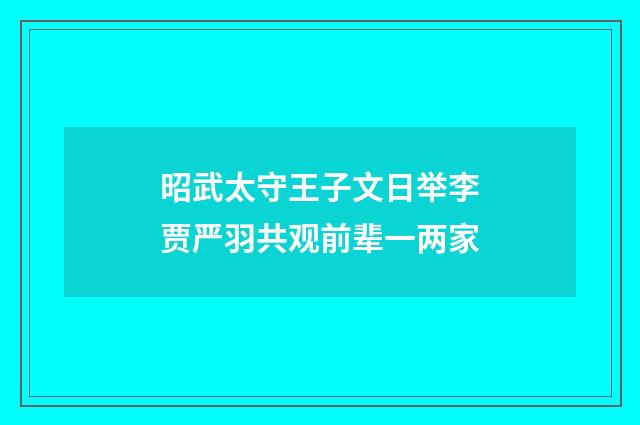 昭武太守王子文日举李贾严羽共观前辈一两家