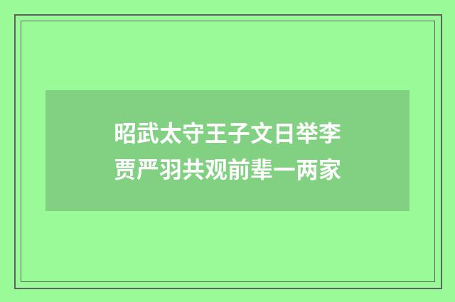 昭武太守王子文日举李贾严羽共观前辈一两家