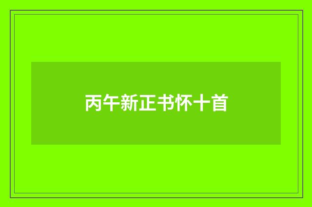 丙午新正书怀十首