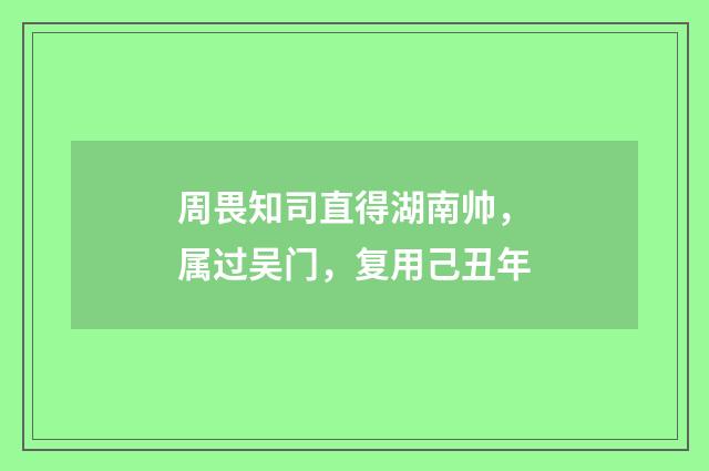 周畏知司直得湖南帅，属过吴门，复用己丑年